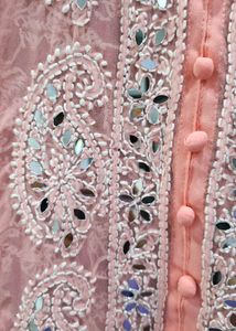 Elegant Peach Mirror Work Kurta