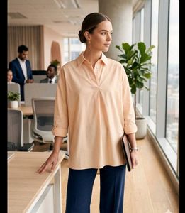 Women's Peach Collared Tunic Top