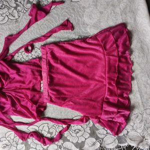 Shein coord 💞Pink Velvet Ruffle Dress