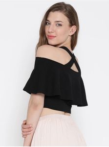 FREE DELIVERY ❗️Black Cold Shoulder Crop To