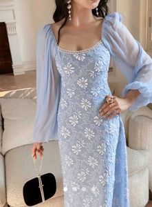 New package Elegant Blue Floral Dress