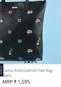 Unused Chumbak embroidery tote bag