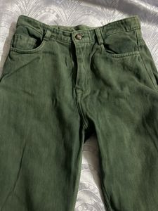Dark Green Straight Leg Jeans