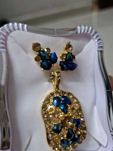 Elegant Blue &amp; Gold Jewelry Set