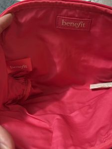 Benefit Pink Woven Cosmetic Pouch