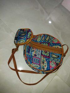 Vibrant Boho Print Sling Bag with Pouch