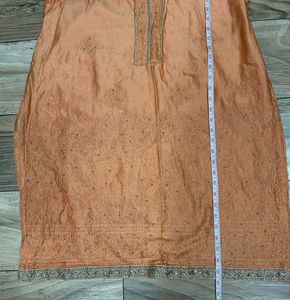 ✨ Peach Embroidered Silk Dupatta Set ✨