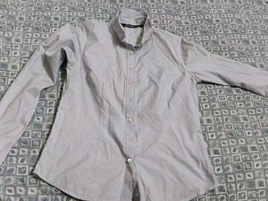 Light Blue Polka Dot Button-Up Shirt