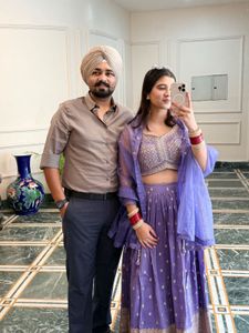 sequinned lavender lehenga