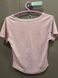Cute Pink Ribbed Crop Top