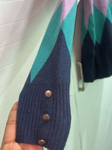 Argyle Pattern Mock Neck Sweater