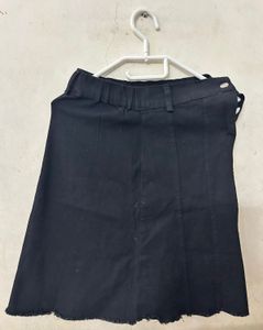 Black Denim Crop Top and Skirt Set