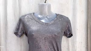 Sparkly Silver Tie-Up Tunic Top