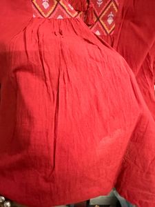 Red Ethnic Kurta with Tassels