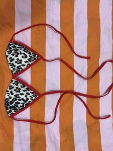Y2K Leopard Print Bikini Top