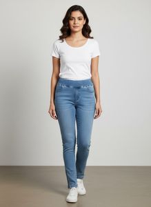 Blue Denim Jeans with Zipper Ankle Detail
