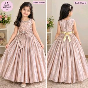 Elegant Girls' Party Gown sleeves inside attached