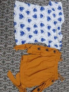 Cute Heart Print Top &amp; Trendy Orange To