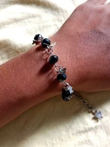 Black Beaded Charm Bracelet