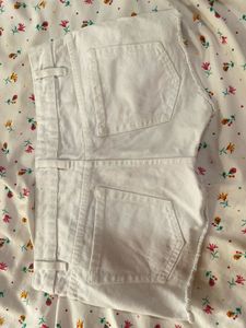 Distressed White Denim Shorts