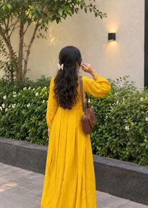 ✨Yellow Ethnic Gown mirror work lace 🪷🦢🌟