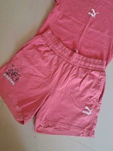 Puma Pink T-Shirt &amp; Shorts Set