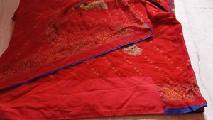 Red Saree with Peacock Motif