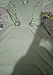 Chic Olive Green Dress with Ring Detail
