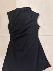 H&amp;M black mini draped dress