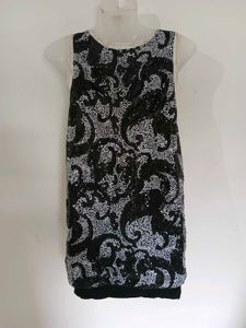 Sparkling Black &amp; White Sequin Top