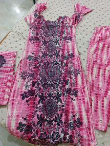 Beautiful Pink Printed Kurta Set with Dupatta
