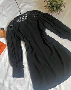 Chic Black Mesh Detail Dress