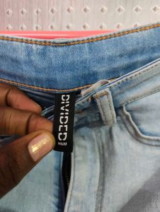 H&amp;M Light Wash Denim Cargo Jeans