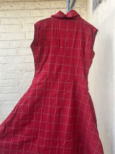 Chic Red Plaid Sleeveless Dress