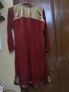 Elegant Maroon Kurta with Gold Embellishments