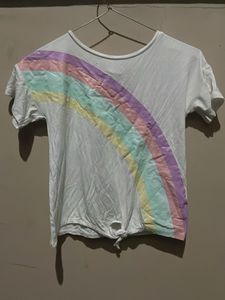 Cute Rainbow Tie-Front T-Shirt