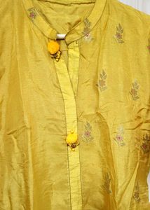Yellow Silk Kurti Nice Style