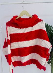 🧣Chunky Knit Striped Turtleneck Sweater