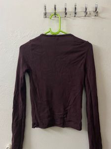 Deep V-Neck Ruched Long Sleeve Top