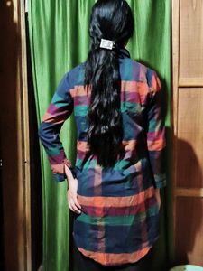 Comfy Plaid Longline Shirt Dress