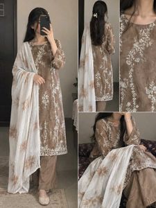 Pakistani Embroidered Kurta with Pants and Dupatta
