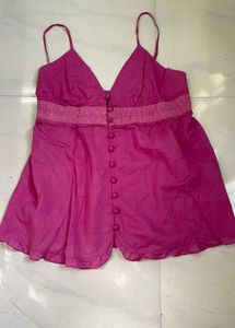 Chic Pink Button-Up Cami Top