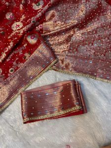 Stunning Red Embellished Saree