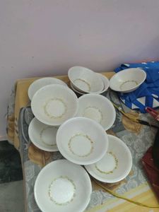 Set of 10White Floral Bowls