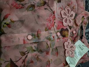 Shein Floral Embroidered Sheer Top