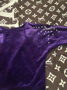 Purple Velvet Embellished Top