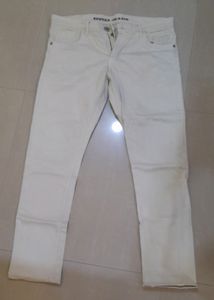 Cream Casual Trousers For Men