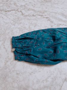 Teal Leaf Print Top (Pluse Size)