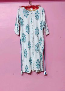 Elegant White &amp; Blue Floral Kurta Set with palazzo