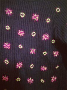 Urgent Sell Floral Embroidered Burgundy Sweater